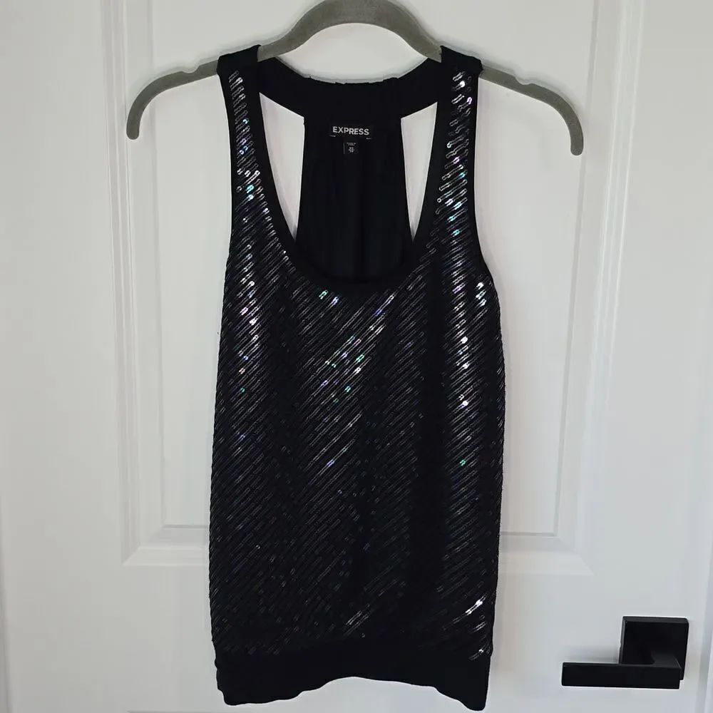 Express Rainbow Colorful Sequin Sleeveless Top - Size XS